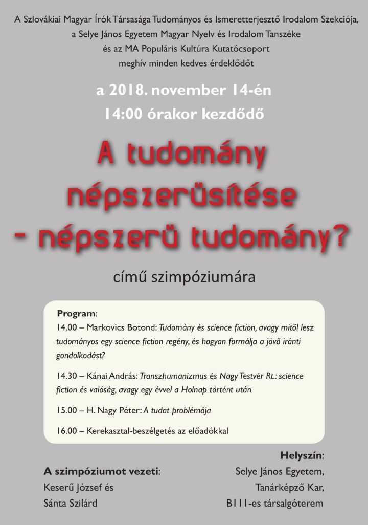A tudomány népszerusítése - népszeru tudomány?